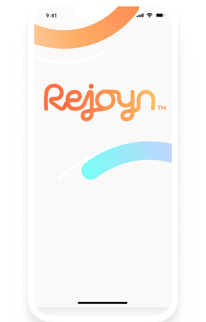 An illustration of a cell phone with the word Rejoyn appears in the center of the screen